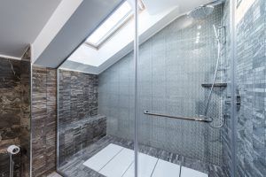 Glass shower cabin in modern loft bathroom | Replacing a master bathtub with a luxury shower | Replacing a master bathtub with a luxury shower